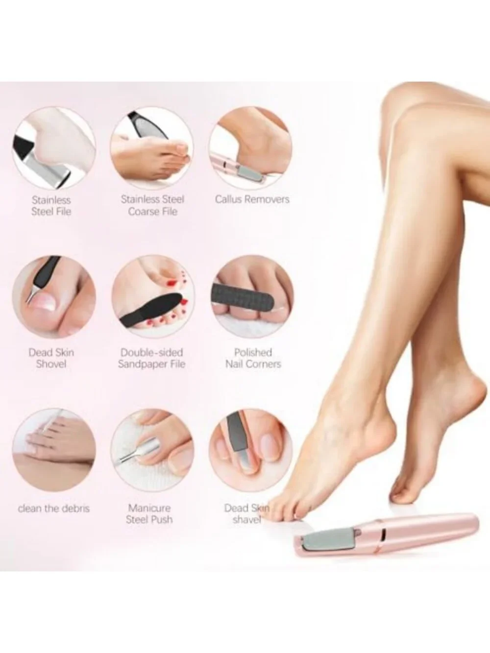 Rechargeable Electric Callus Remover Pedicure Kit - 12-in-1 Foot Care Tool for